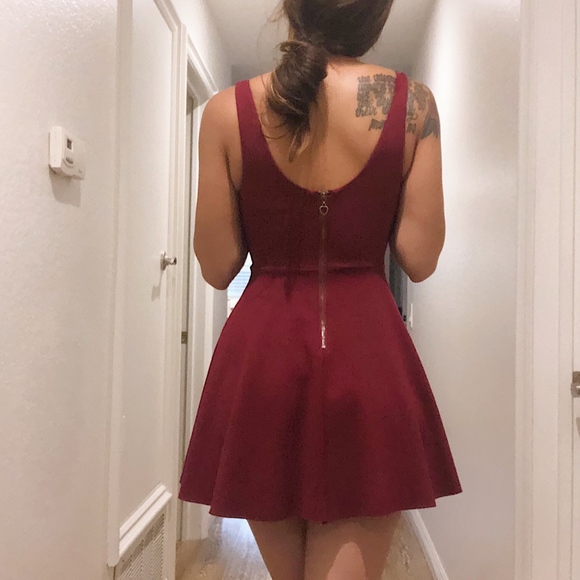 Wine Red Cocktail Dress - Picture 2 of 2